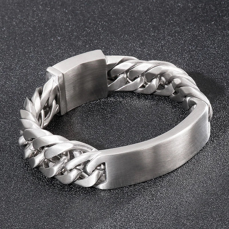 Creative Sand Surface Curved Men's Titanium Steel Bracelet