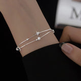 925 Sterling Silver Charm Bracelet & Bangle bead Chain Adjustable Charm Bracelet