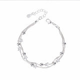 Stars Beads Layered Chain Bracelets for Women Silver Jewelry