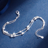 Stars Beads Layered Chain Bracelets for Women Silver Jewelry