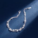 Stars Beads Layered Chain Bracelets for Women Silver Jewelry