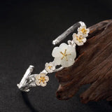Sterling Silver Jade Plum Blossom Bracelet