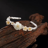 Sterling Silver Jade Plum Blossom Bracelet