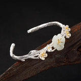 Sterling Silver Jade Plum Blossom Bracelet