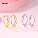 Sterling Silver Plated Ear Buckle Japanese and Double Ring Ear Bone Pin Ring