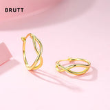 Sterling Silver Plated Ear Buckle Japanese and Double Ring Ear Bone Pin Ring