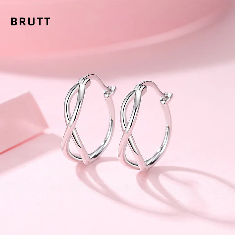 Sterling Silver Plated Ear Buckle Japanese and Double Ring Ear Bone Pin Ring