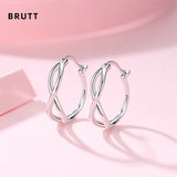 Sterling Silver Plated Ear Buckle Japanese and Double Ring Ear Bone Pin Ring