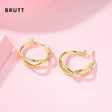 Sterling Silver Plated Ear Buckle Japanese and Double Ring Ear Bone Pin Ring