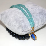 Amazonite and Pearl Beads Bracelet with Cloisonne Charms