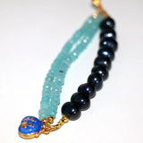 Amazonite and Pearl Beads Bracelet with Cloisonne Charms