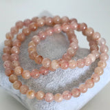 Strawberry Stone Jade Pink Sunstone Bracelet 6mm Round Beads 18inch