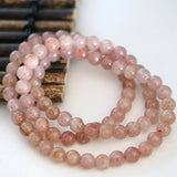 Strawberry Stone Jade Pink Sunstone Bracelet 6mm Round Beads 18inch