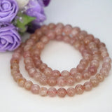 Strawberry Stone Jade Pink Sunstone Bracelet 6mm Round Beads 18inch