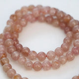 Strawberry Stone Jade Pink Sunstone Bracelet 6mm Round Beads 18inch