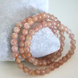 Strawberry Stone Jade Pink Sunstone Bracelet 6mm Round Beads 18inch