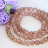 Strawberry Stone Jade Pink Sunstone Bracelet 6mm Round Beads 18inch