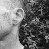 Men Boys Pyramid Cone Stud Earrings 925 Silver Jewelry Punk Accessories