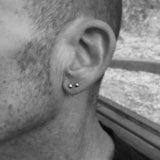 Men Boys Pyramid Cone Stud Earrings 925 Silver Jewelry Punk Accessories