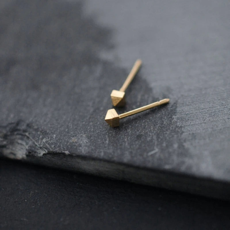 Men Boys Pyramid Cone Stud Earrings 925 Silver Jewelry Punk Accessories
