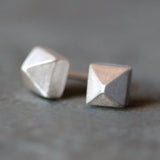 Men Boys Pyramid Cone Stud Earrings 925 Silver Jewelry Punk Accessories