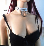 Punk Sexy Adornment Exaggeration PU Metal Ring Buckle Collar