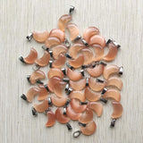 50pcs Coffee Moon Cat's Eye Stone Pendants for DIY Jewelry Making