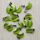 50pcs Green Moon Cat's Eye Stone Pendants for DIY Jewelry Making