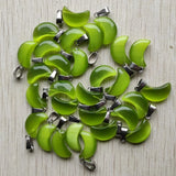 50pcs Green Moon Cat's Eye Stone Pendants for DIY Jewelry Making