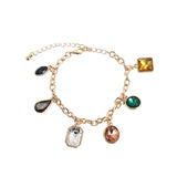 Thick Titanium Steel Chain Bracelet Colorful Glass Hipster Single Layer