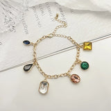 Thick Titanium Steel Chain Bracelet Colorful Glass Hipster Single Layer