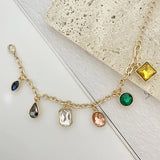 Thick Titanium Steel Chain Bracelet Colorful Glass Hipster Single Layer