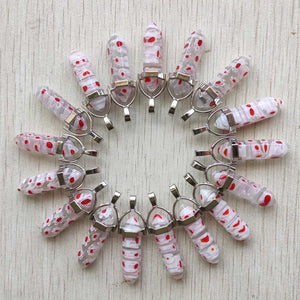 1000 Flower Glass Red Pillar Point Pendant Charms for Jewelry Making