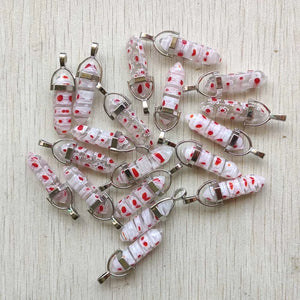 1000 Flower Glass Red Pillar Point Pendant Charms for Jewelry Making