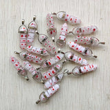1000 Flower Glass Red Pillar Point Pendant Charms for Jewelry Making