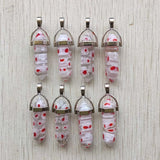 1000 Flower Glass Red Pillar Point Pendant Charms for Jewelry Making