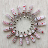 1000 Flower Glass Red Pillar Point Pendant Charms for Jewelry Making