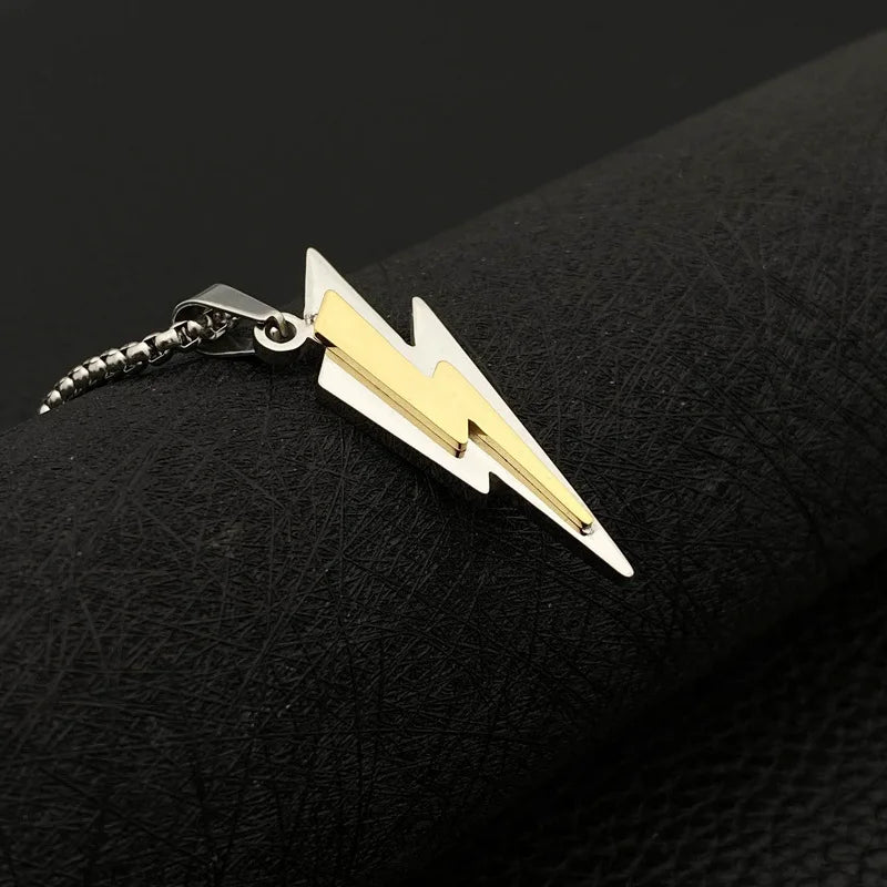 Stainless Steel Lightning Pendant Hip-Hop Jewelry