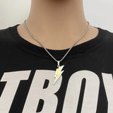 Stainless Steel Lightning Pendant Hip-Hop Jewelry