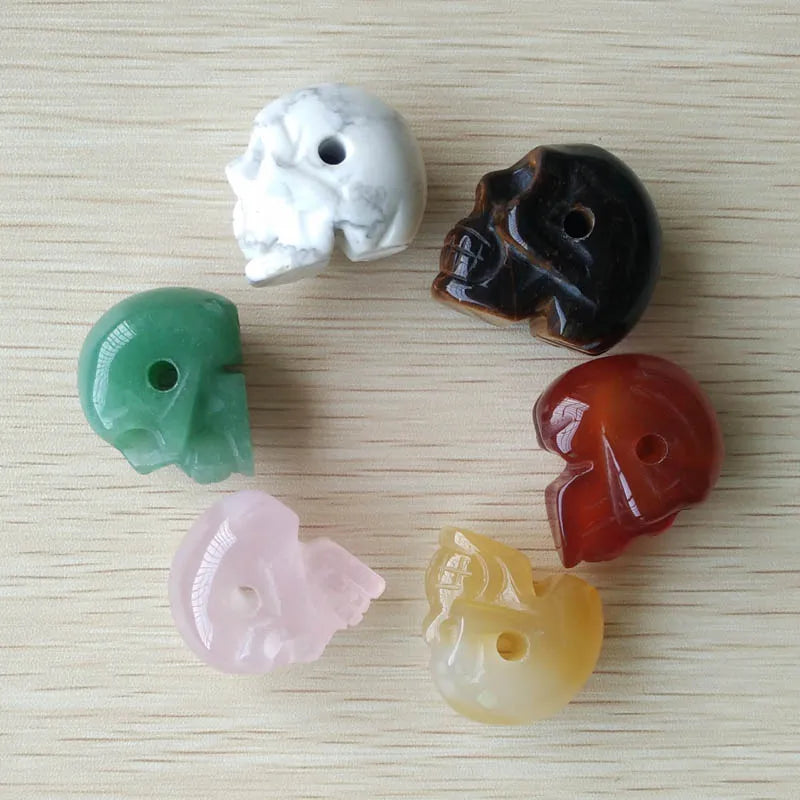 6pcs Natural Stone Skull Head Charms Pendants for Jewelry Making