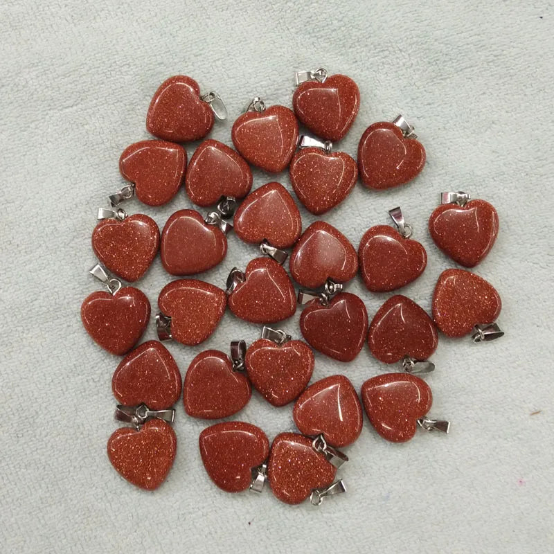 Sand Stone Heart Pendants Charms for DIY Jewelry Making 16mm