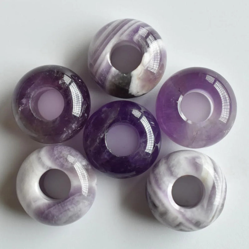 Natural Stone Round Big Hole Charms Beads for Bracelet Making