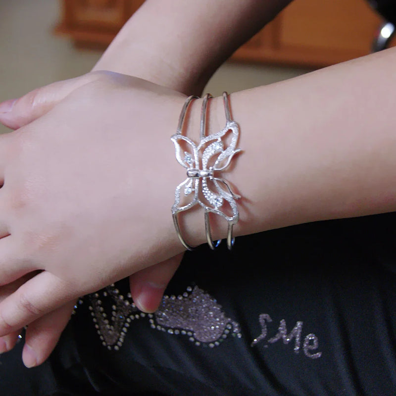 Exaggerated Hollow Butterfly 925 Jewelry Bracelet for Women