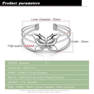 Exaggerated Hollow Butterfly 925 Jewelry Bracelet for Women