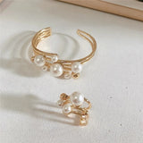 Hollow-Out Inlaid Pearl Bracelet Ring Hand Ornaments