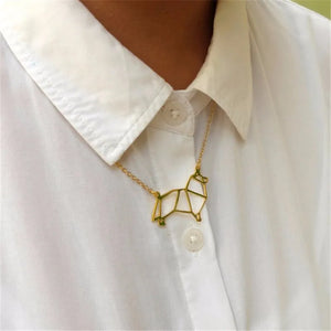 Origami Sheltie Sheepdog Pendant Choker Necklace - Christmas Jewelry