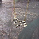 Unique Origami Sheltie Sheepdog Pendant Choker Necklace for Women Girls