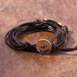Unisex Leather Gemstone Cuff Bangle Bracelet