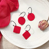 Versatile Red French Opening Earrings for Women