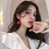 Versatile Red French Opening Earrings for Women
